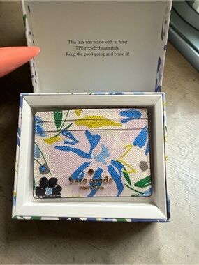 kate spade Floral Multi-Color Card Holder with Gold Logo